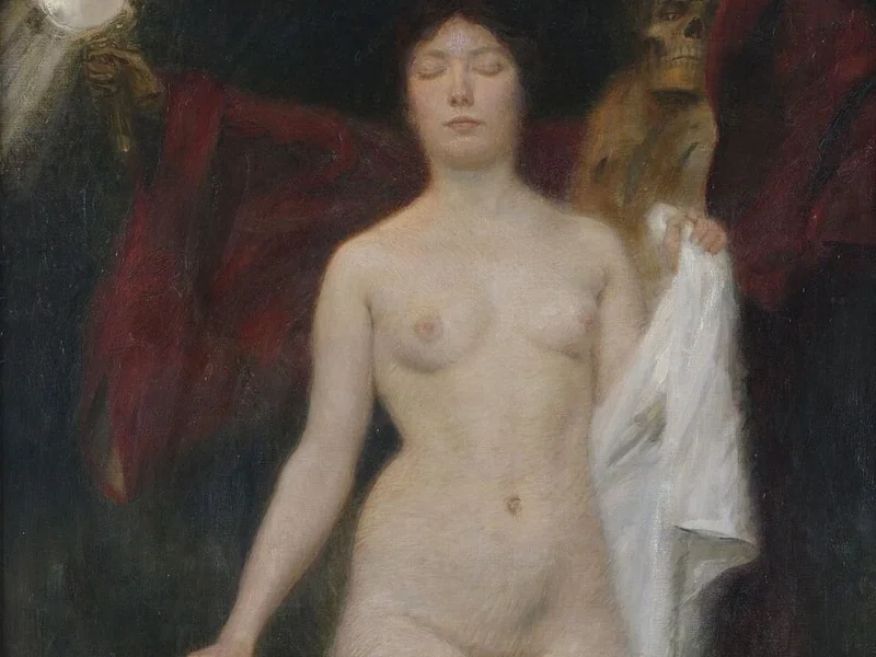 1865-Hermann Behrens - Nudo femminile con la morte come allegoria della vanitas